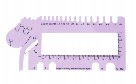 Miarka do drutów i szydełek fioletowa owieczka