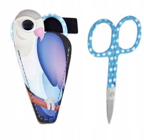 Nożyczki w etui z nadrukiem papugi