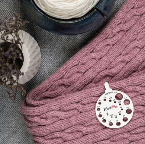 Miarka grubości drutów Knit Pro zielona