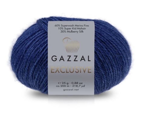 Włóczka GAZZAL Exclusive 9911 ciemny niebieski - 60% merino superwash, 30% jedwab, 10% moher