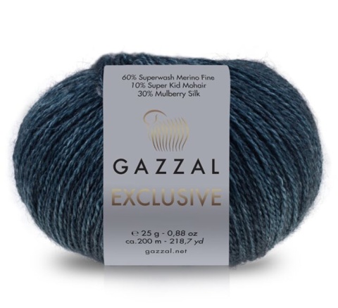 Włóczka GAZZAL Exclusive 9902 petrol - 60% merino superwash, 30% jedwab, 10% moher