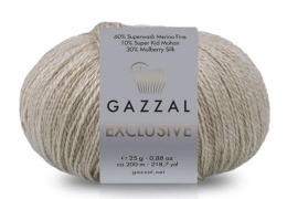 Włóczka GAZZAL Exclusive 9901 piaskowy - 60% merino superwash, 30% jedwab, 10% moher