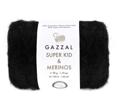 Włóczka GAZZAL Super Kid Mohair & Merinos - 61275 czarny