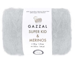 Włóczka GAZZAL Super Kid Mohair & Merinos - 61280 jasny szary