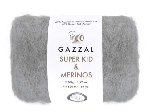 Włóczka GAZZAL Super Kid Mohair & Merinos - 61281 szary