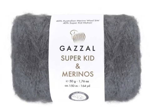 Włóczka GAZZAL Super Kid Mohair & Merinos - 61285 ciemny szary