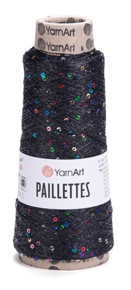 Włóczka / nić metalizowana z cekinami Yarn Art Paillettes 8010 czerń