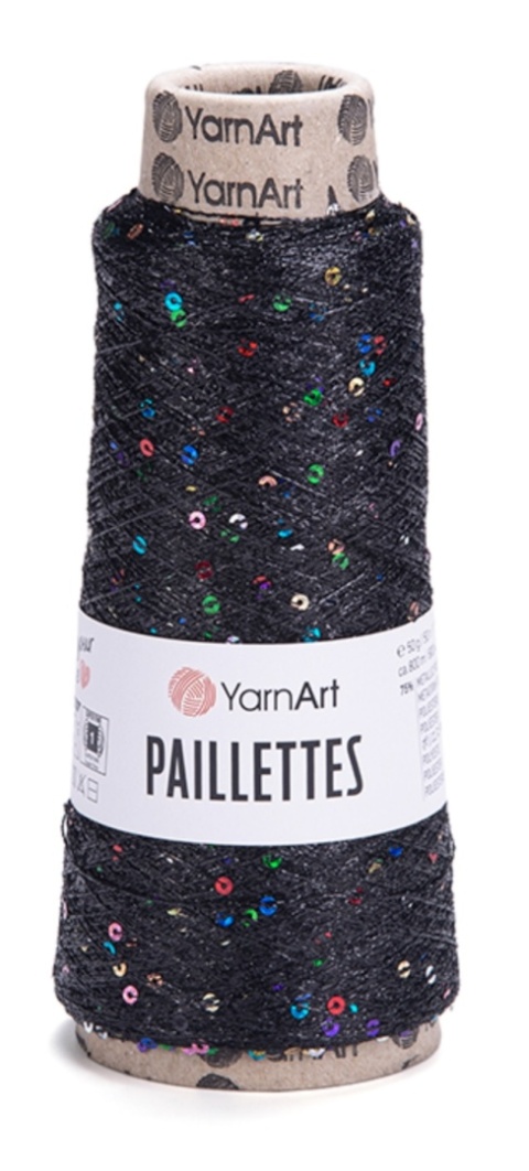 Włóczka / nić metalizowana z cekinami Yarn Art Paillettes 8010 czerń