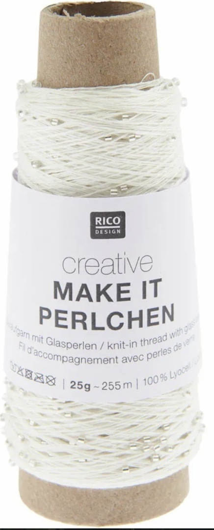 Włóczka / nić z koralikami Rico Design Make it Perlchen 01 crystal