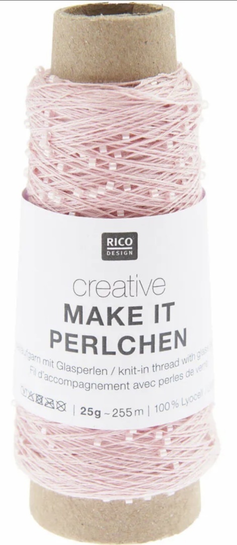 Włóczka / nić z koralikami Rico Design Make it Perlchen 02 rose quartz
